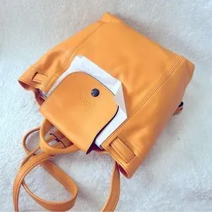 NWT Longchamp Soft Calf Leather Drawstring Backpack Gold Yellow Longchamp Le Pliage Green Backpack | Saks Fifth Avenue main image 4